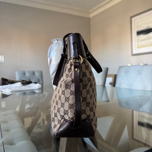 Gucci GG CANVAS Vintage Buckle Tote Brown Small - Picture 13 of 15